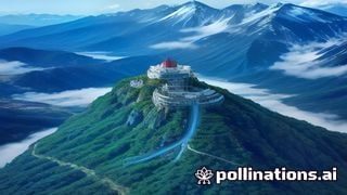 AI古风仙侠短剧封面，仙气飘飘的山水场景中两位古装人物对视，AI生成的水墨风光效果精美绝伦